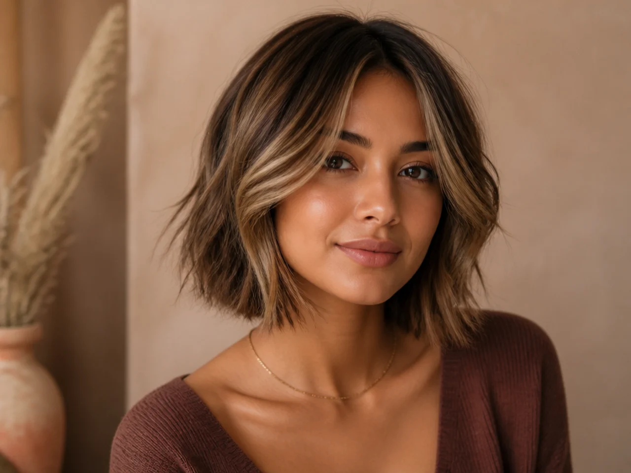 Layered Bob with Face-Framing Highlights for Soft Radiance