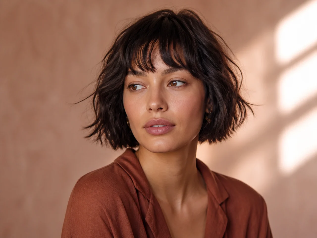 Textured Bob with Wispy Bangs for a Playful Vibe