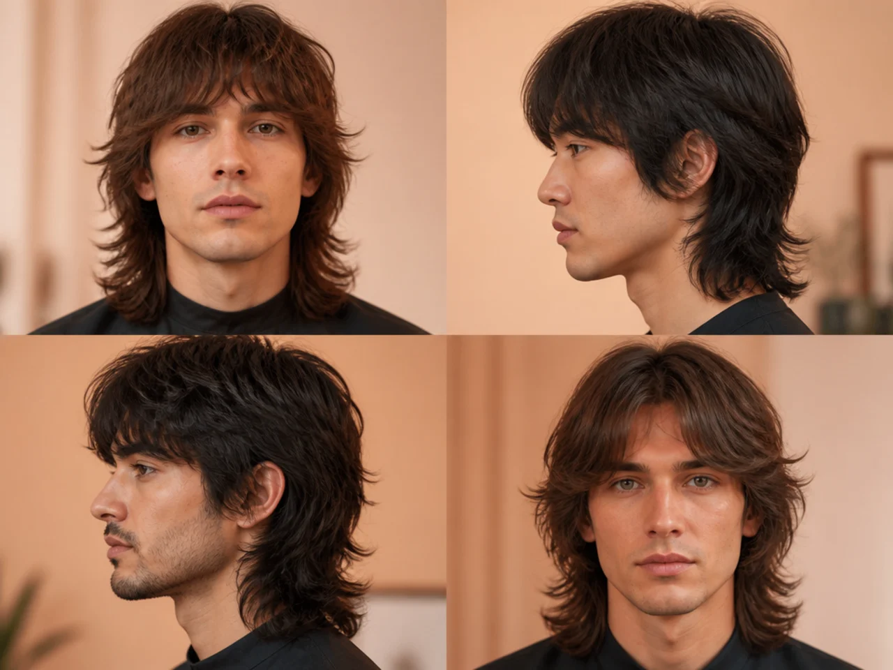 realistic photo of a softly layered wolf cut, medium blonde hair, suits round face shapes, featuring soft layers that add movement and shape