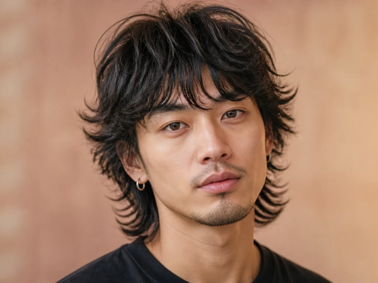 realistic photo of a voluminous wolf cut with fringed bangs, pale blonde color, styled to give the illusion of thickness