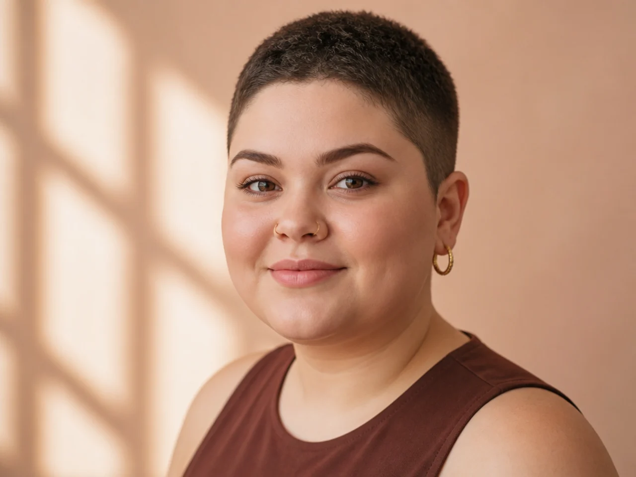 Textured Buzz Cut for Round Face Shapes