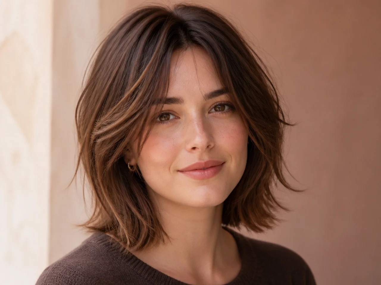 realistic photo of a soft layered lob with wispy ends. The hair is a soft blonde color, crafted into a chic and airy look.
