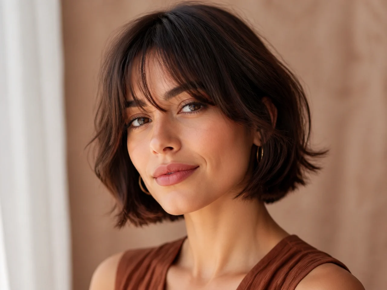 bob with Soft Layers and Bangs for a Flirty Style