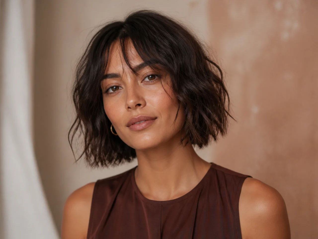 Textured Bob with Wispy Ends for Wavy Hair