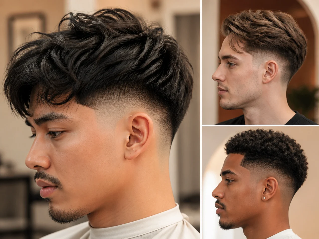 realistic photo of a low fade transitioning to a layered undercut, vivid red color, best for diamond face shapes, showcasing creative layering and a bold style
