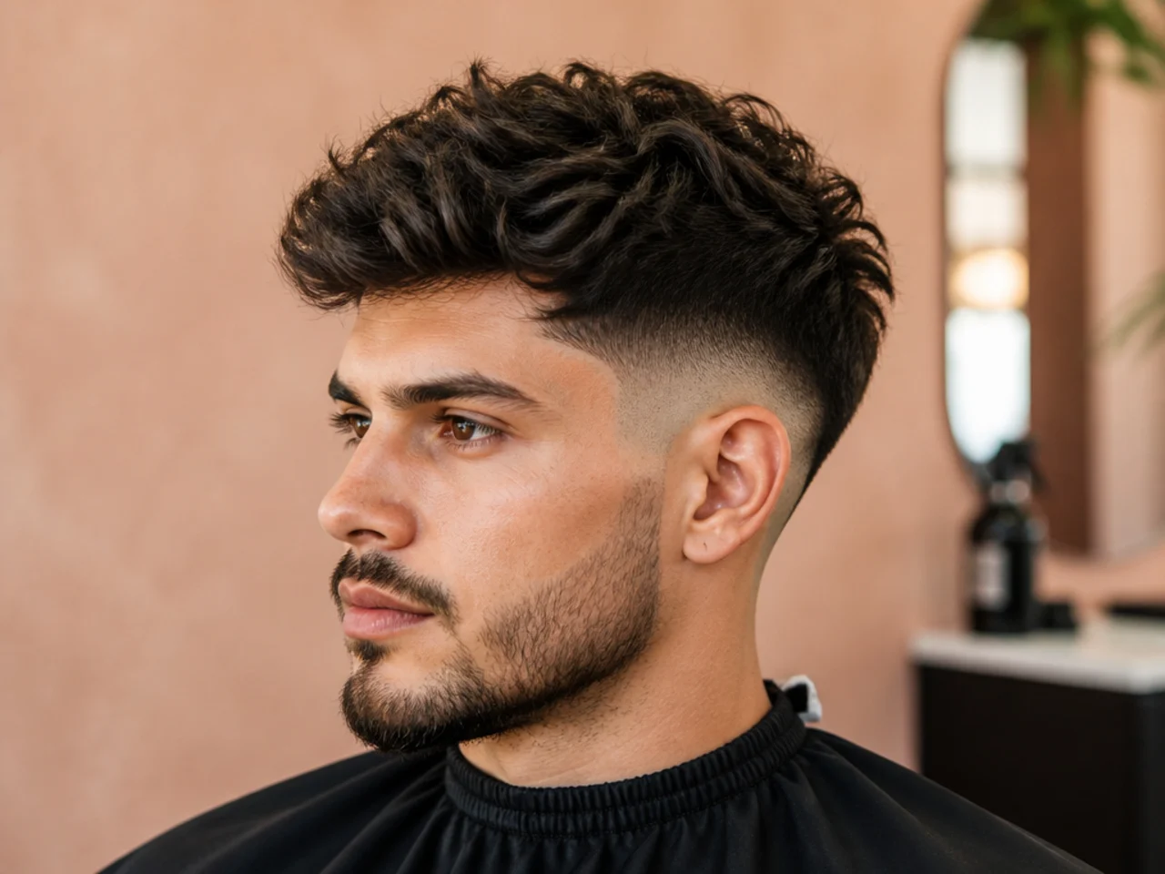 Flat-lay of clippers with a #16 guard, four lower guard combs, round brush, blow-dryer with nozzle, and a jar of matte paste