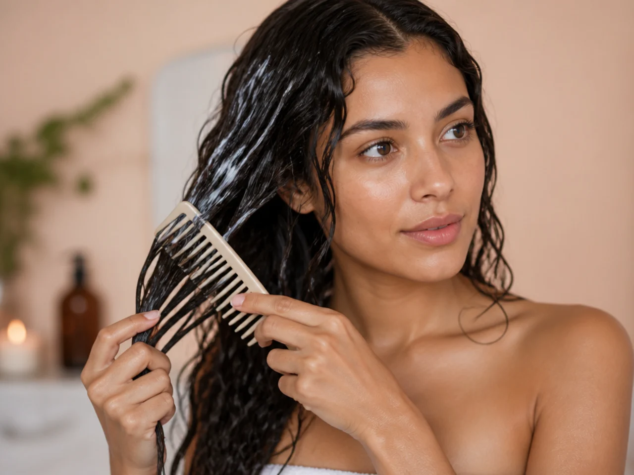 Detangling with conditioner in