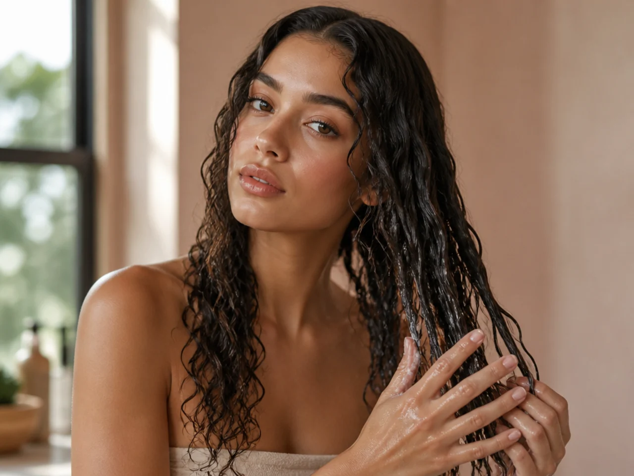 Leave-in applied to soaking wet hair
