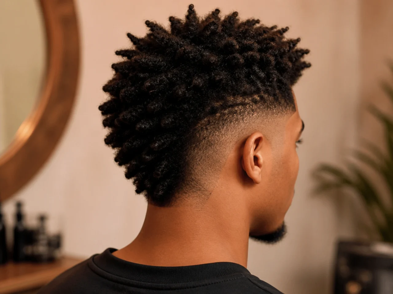 A sponge-twisted afro burst fade