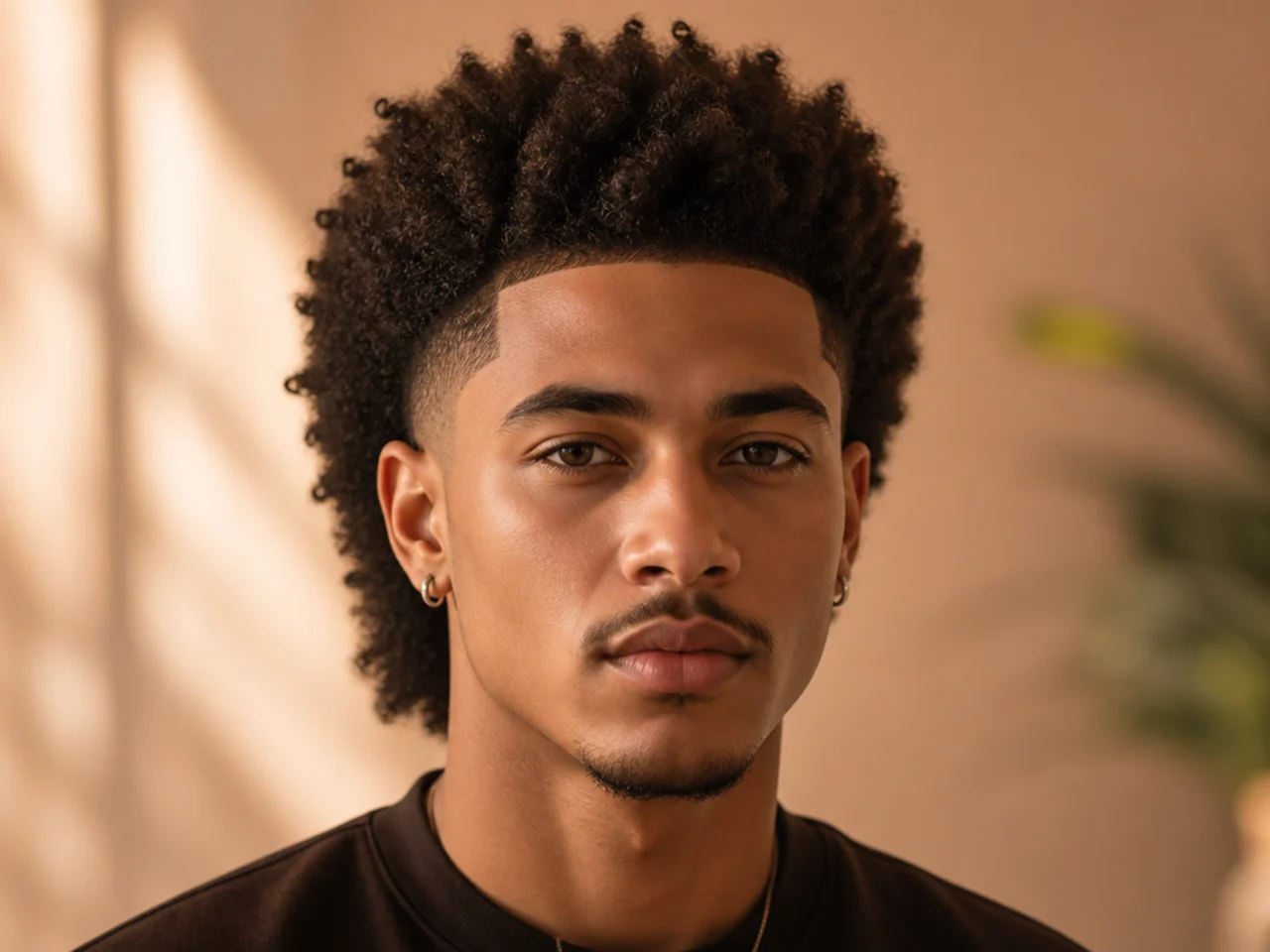 An afro burst fade with a long nape