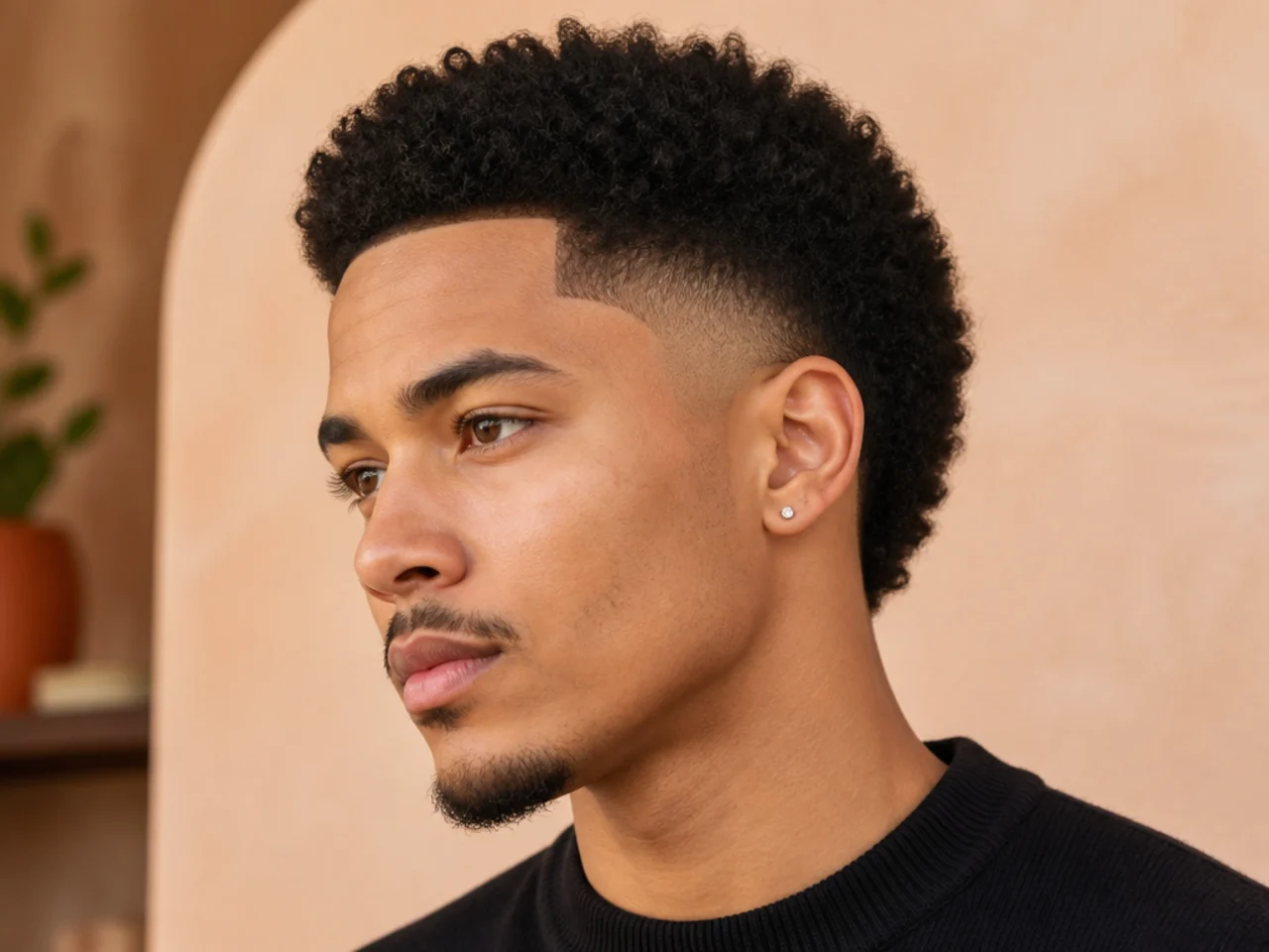 A low afro burst fade