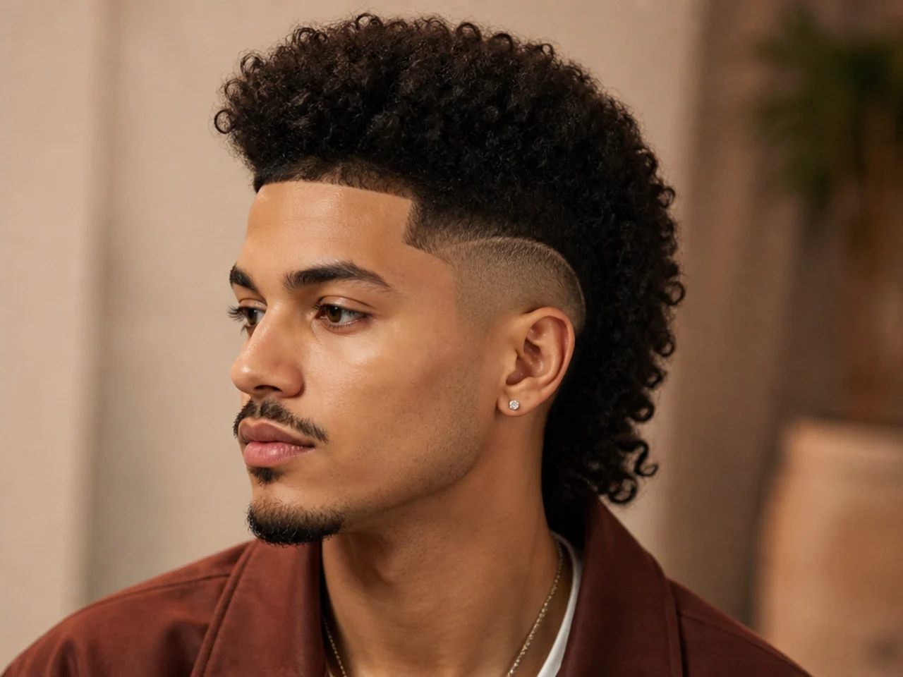 An afro burst fade mullet