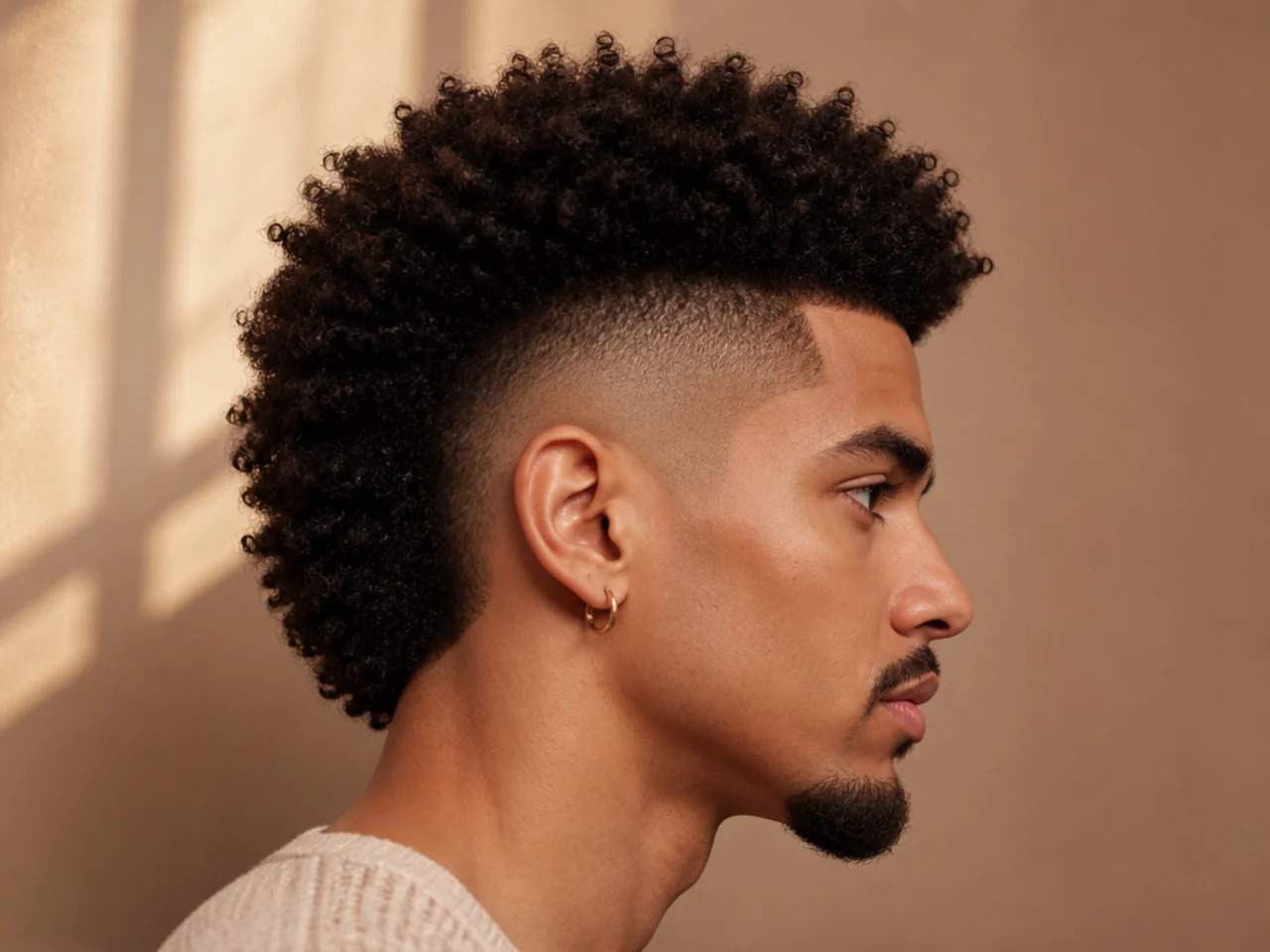 An afro burst fade mohawk