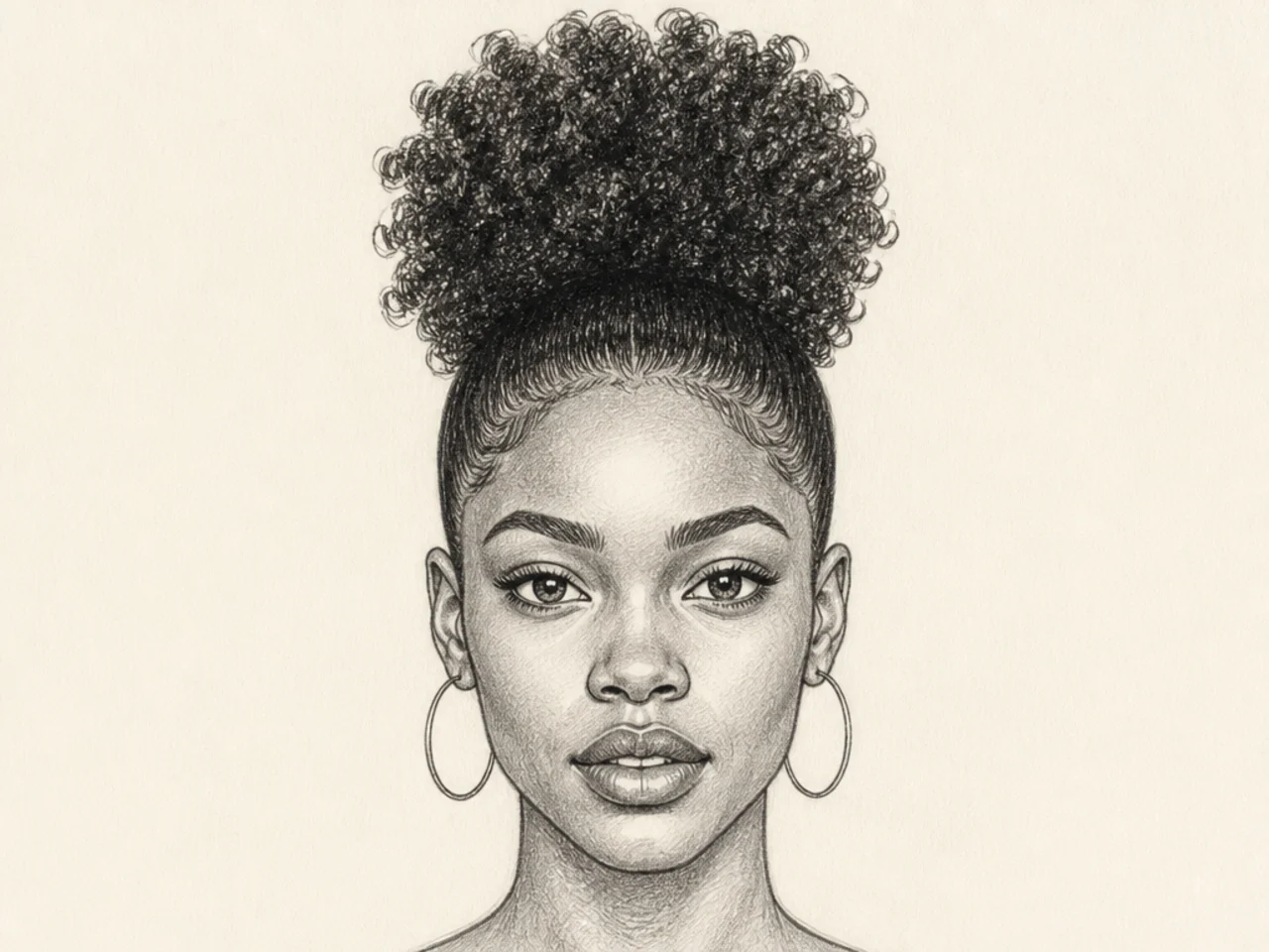 A high puff hairstyle drawing
