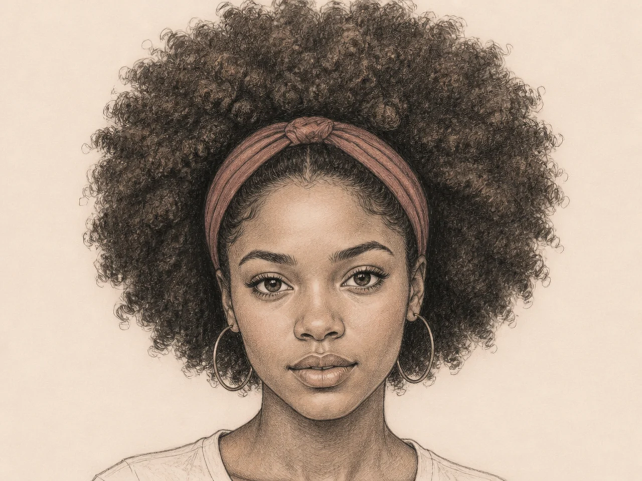 An afro worn with a headband