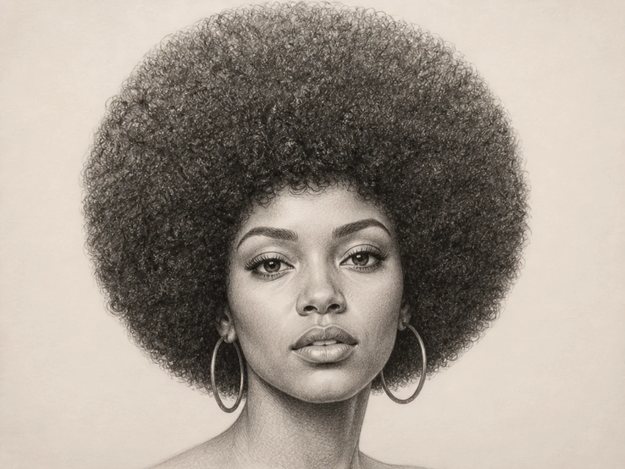 A classic round afro drawing