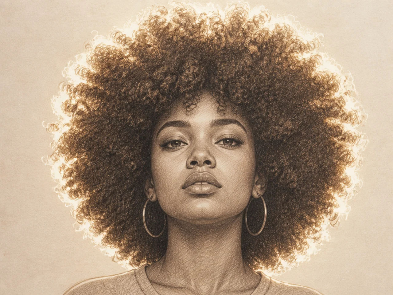 A backlit afro with a rim-lit edge