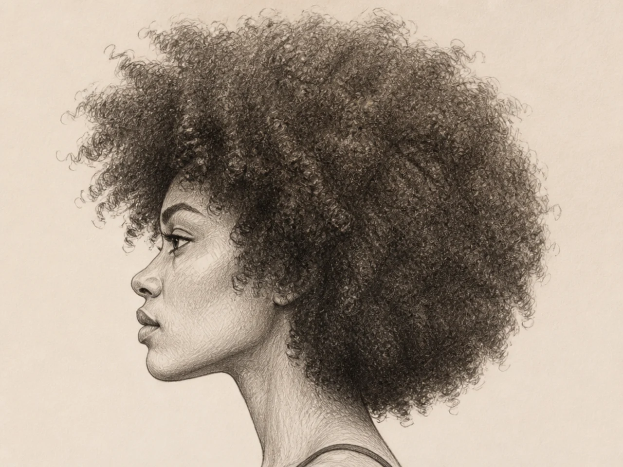 An afro drawn in profile