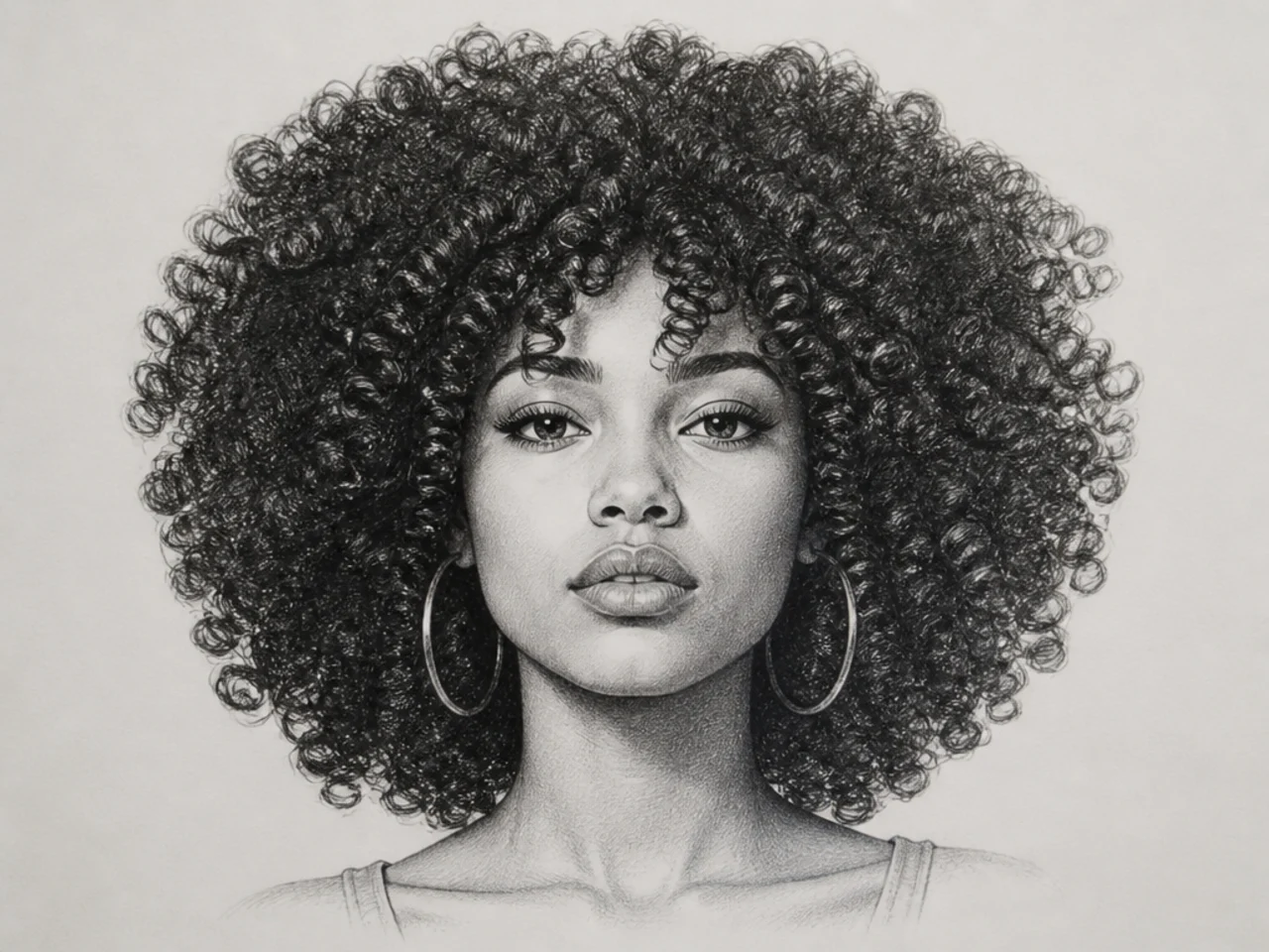 A finished afro hair drawing