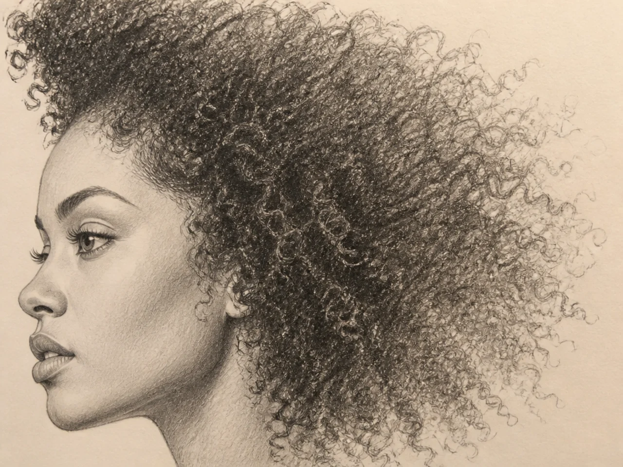 A finely broken silhouette edge on afro hair
