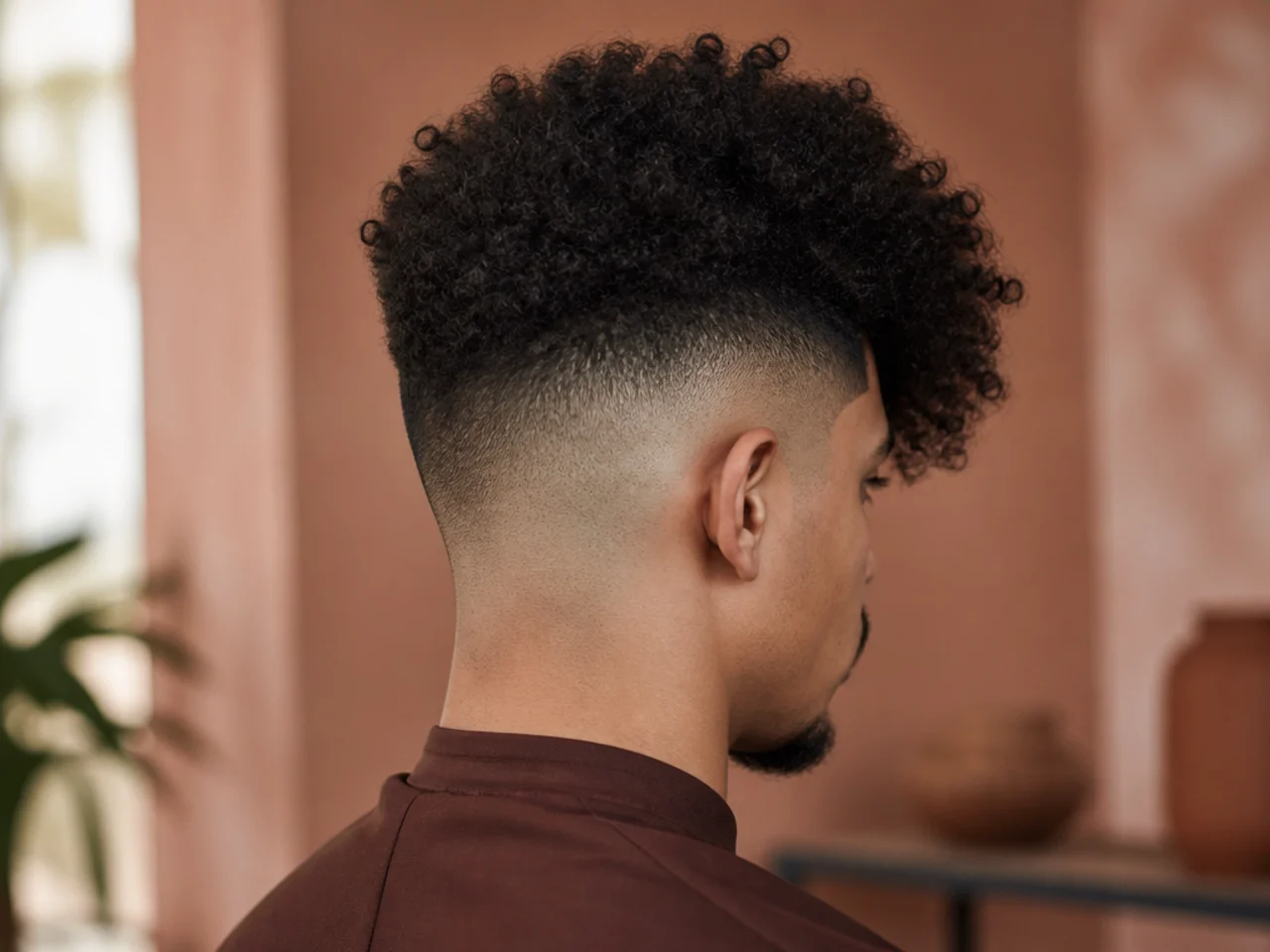 An asymmetric afro high fade