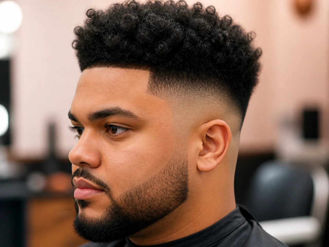An afro high fade suiting a round face