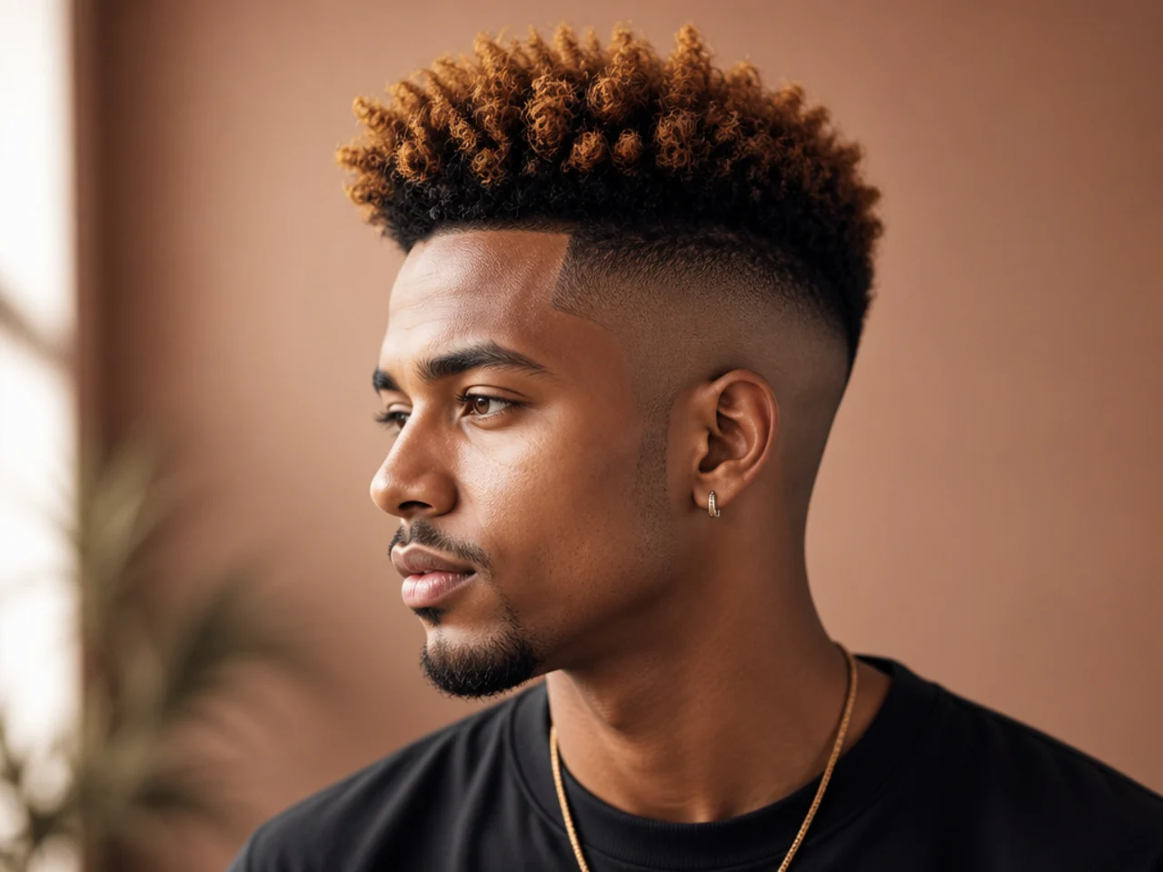 An afro high fade with coloured tips