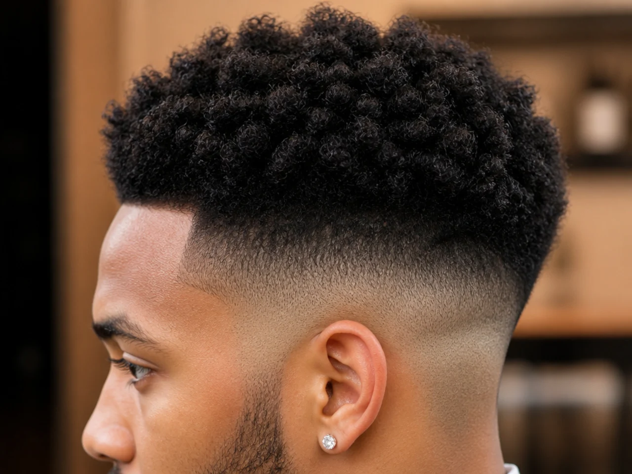 An afro mid drop fade