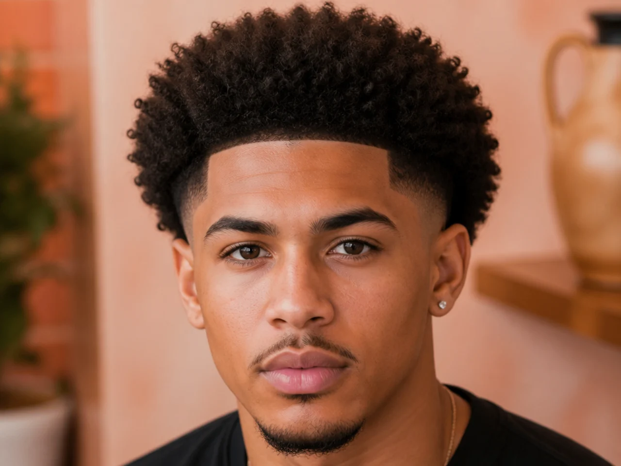 An afro mid burst fade