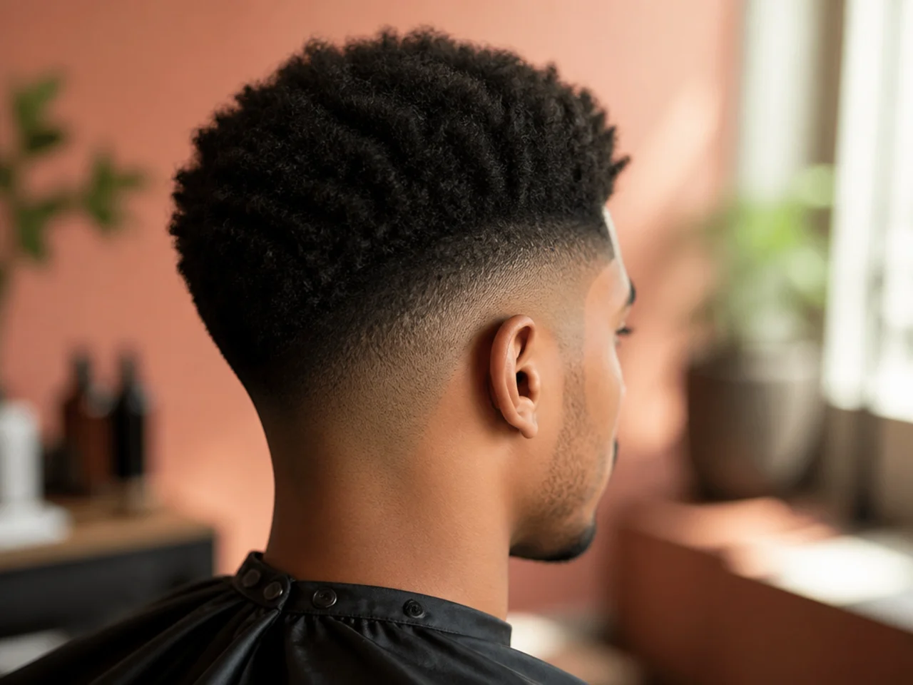 An afro mid fade at week four