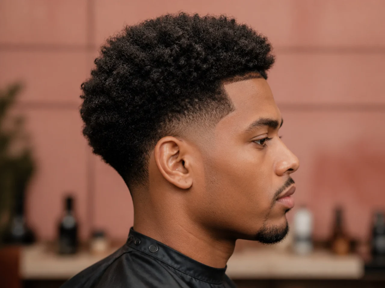 Tight uniform sponge-twist coils on a three-inch 4C afro with a clean low taper fade at the sides