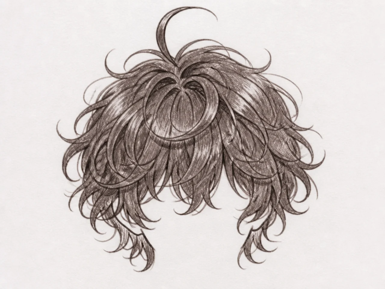Anime curly hair with a stray strand
