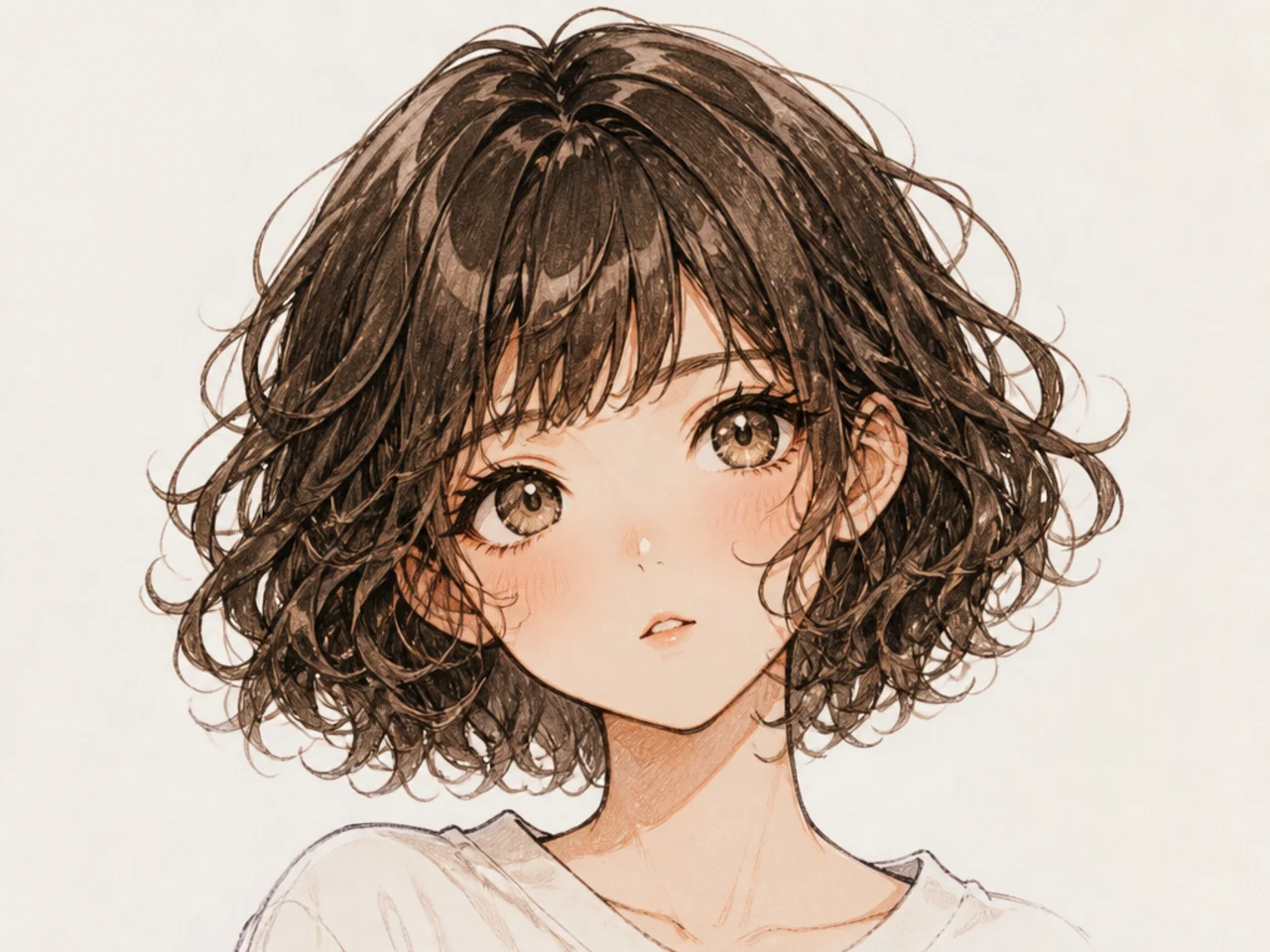 An anime-style curly bob