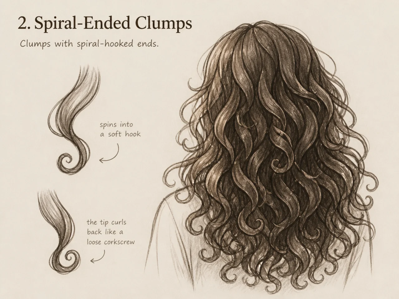 Clumps with spiral-hooked ends
