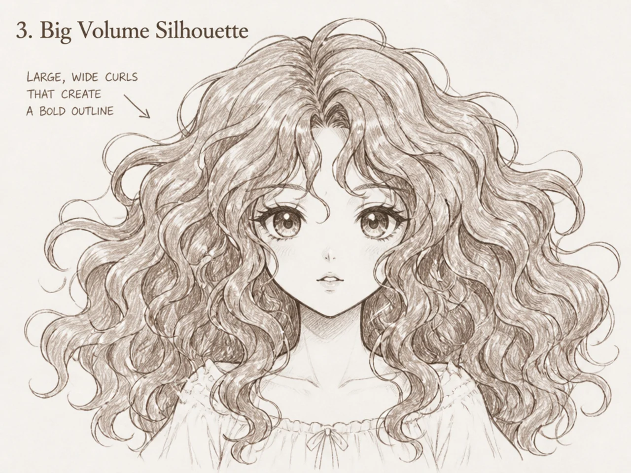 A wide anime curly silhouette