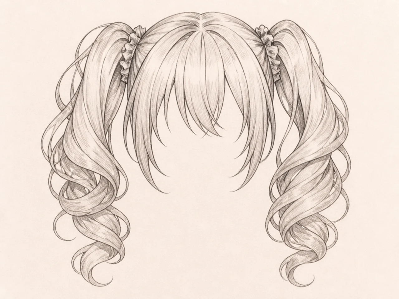 Anime twin tails with curled clumps