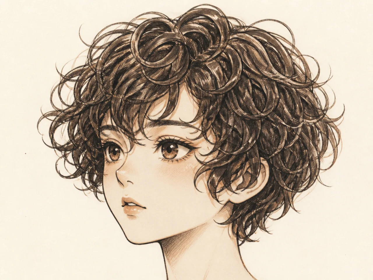 A short anime curly cut
