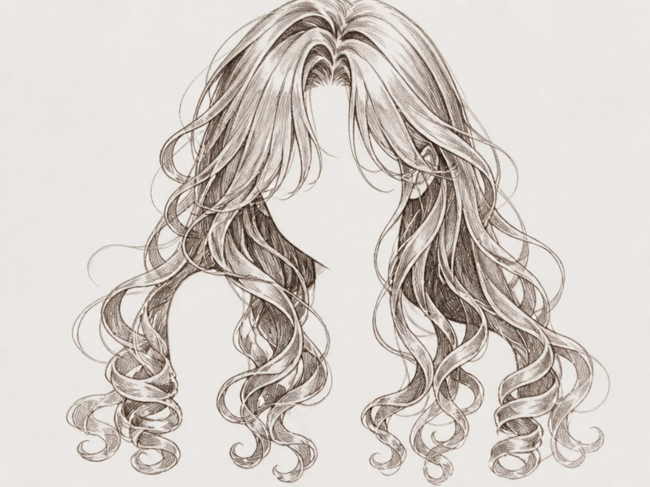 Long anime curls with ringlet tips