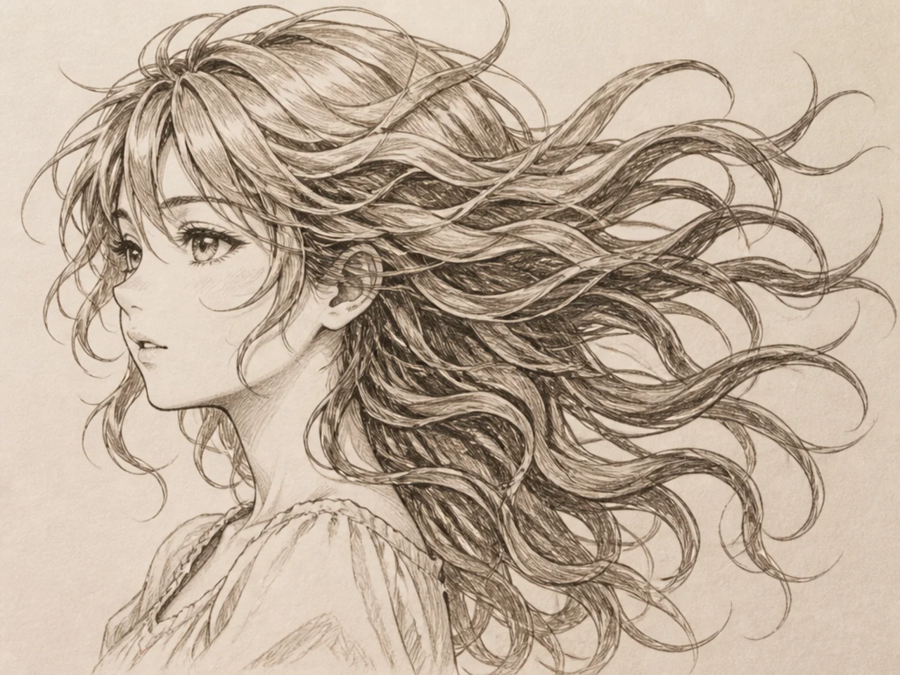 Wind-blown anime hair clumps