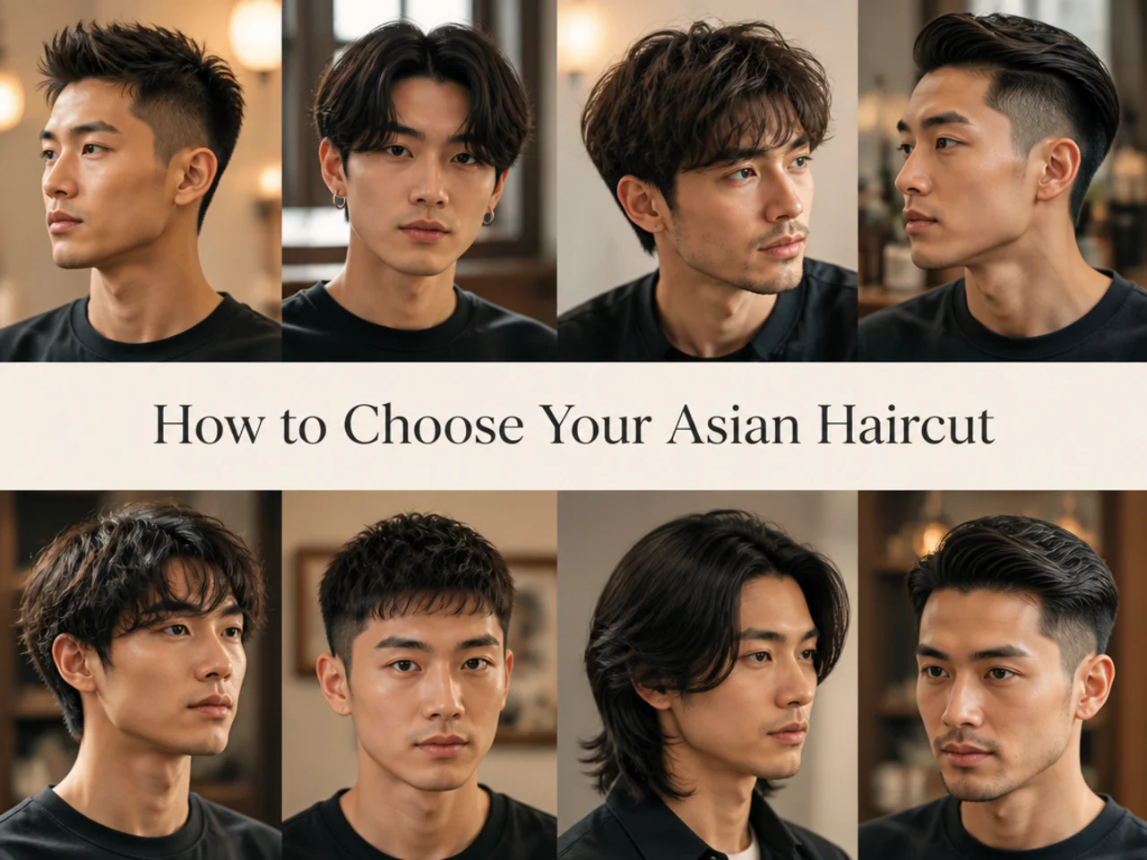 Side profile of an Asian man with a scissor-blended two block showing top length and clean sides