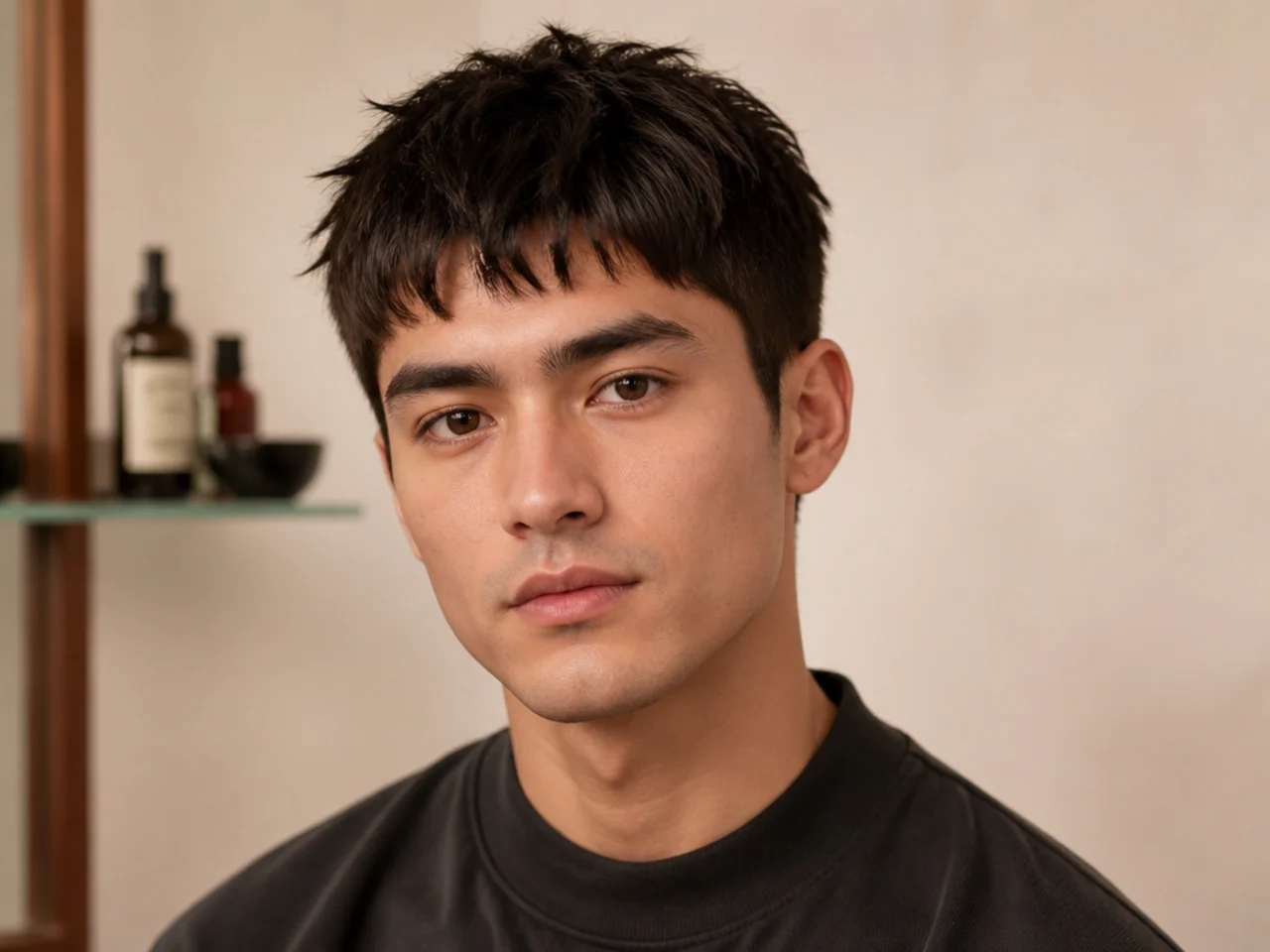 Editorial lineup of Asian men's haircuts across K-pop, J-fashion, and modern regional styles