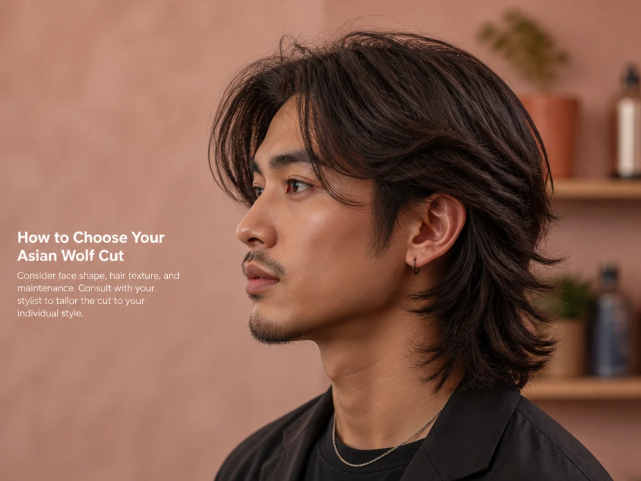 Three young Asian men shown side by side with a K-wolf, a J-wolf, and a Vietnamese low-fade wolf variation on straight black hair
