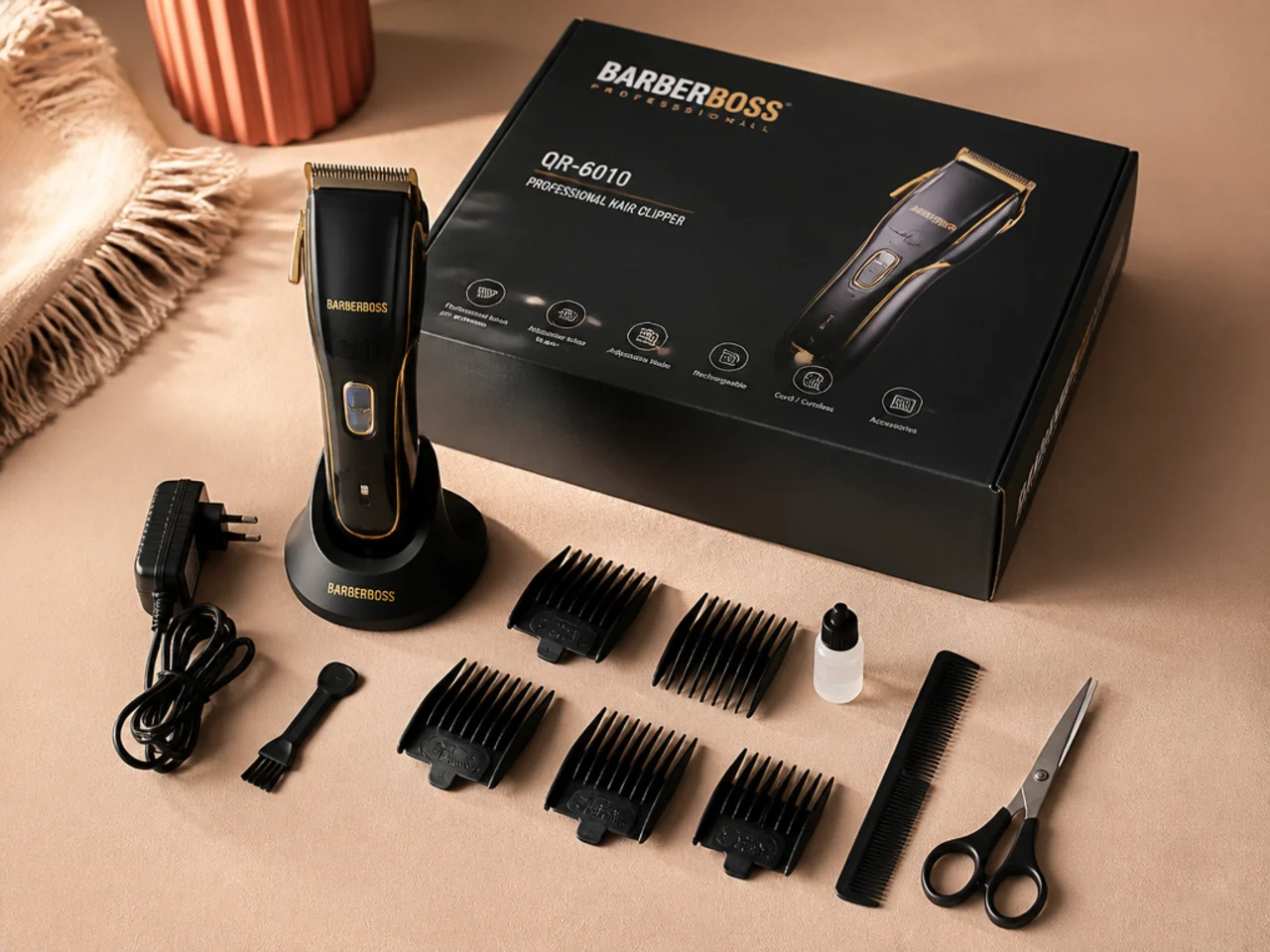 2. Best Value Hair Clippers: BarberBoss QR-6010 Complete Men's Grooming Kit