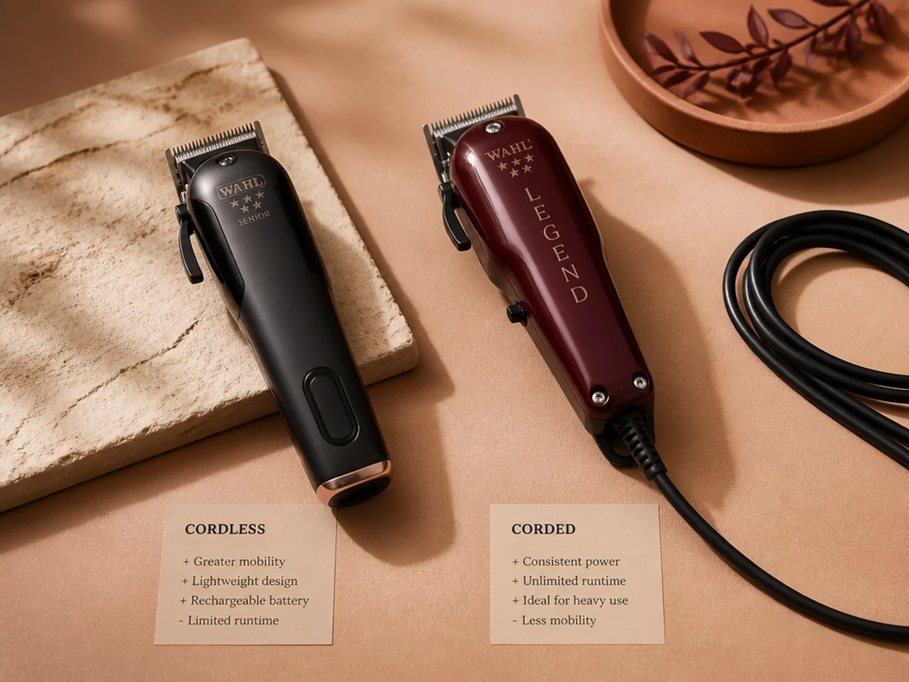 Compare cordless and corded hair clipper models
