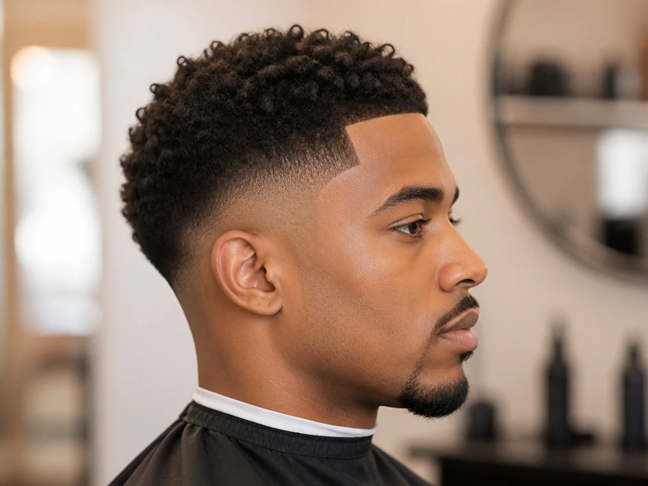 Grid of six Black men wearing bald fade with waves, low taper afro, mid drop with locs, burst fade with sponge coils, high top with skin fade, and temple fade with cornrow design
