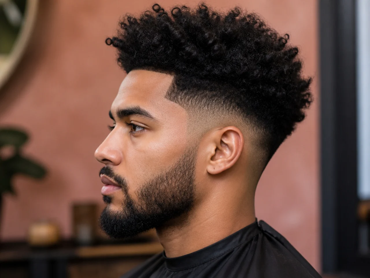 Black man showing a phone reference photo to his barber before a fresh cut