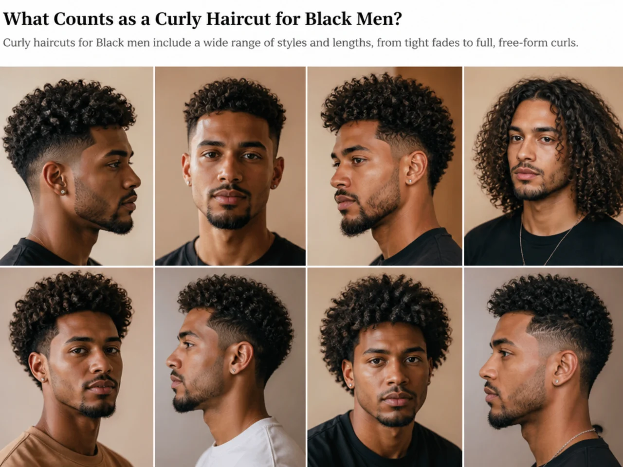 Fresh curly haircut on a Black man showing two inches of defined 3C curls on top with a low skin fade at the sides and a sharp forehead line-up