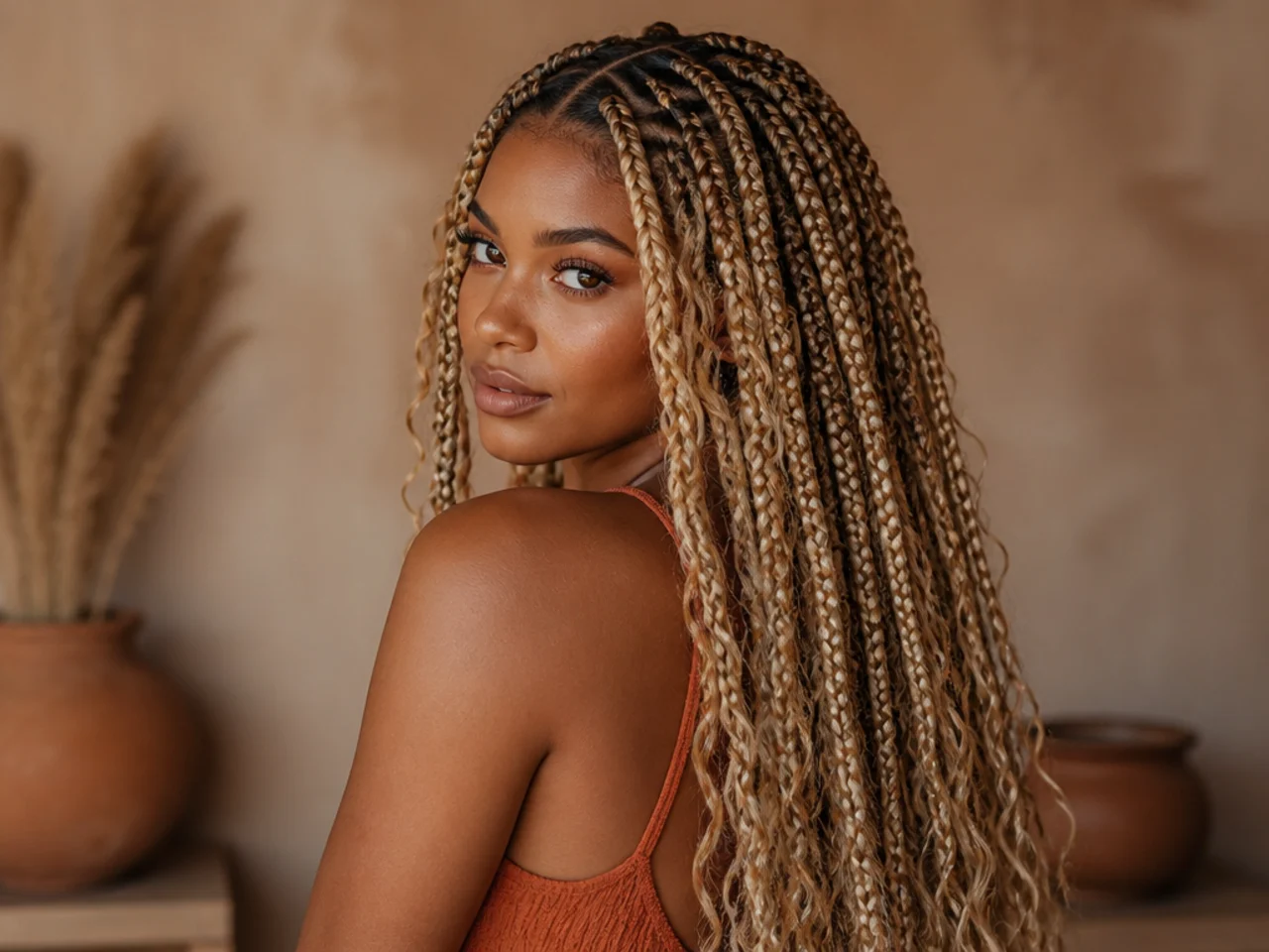 Blonde boho knotless braids