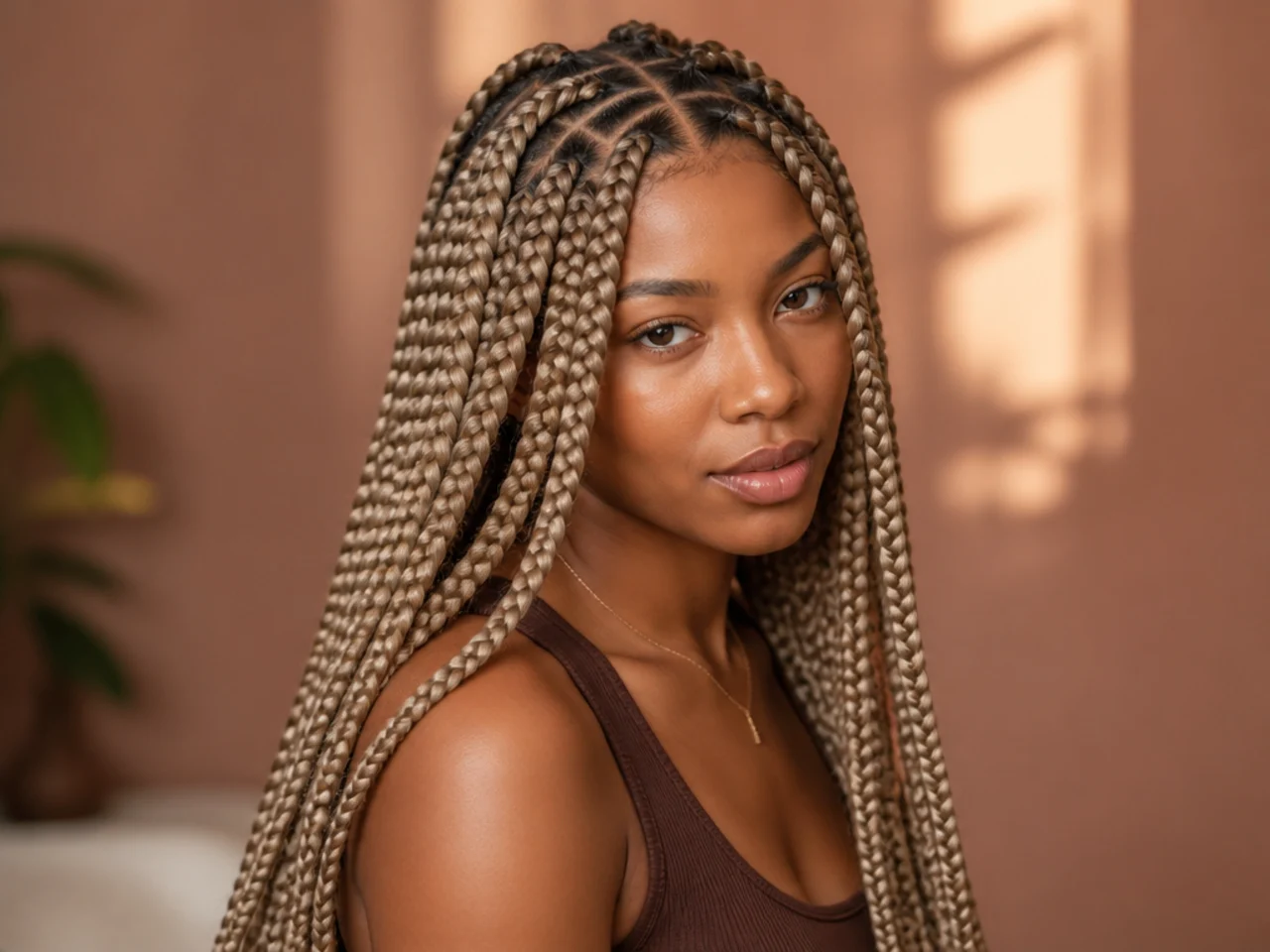 Ash blonde large knotless braids
