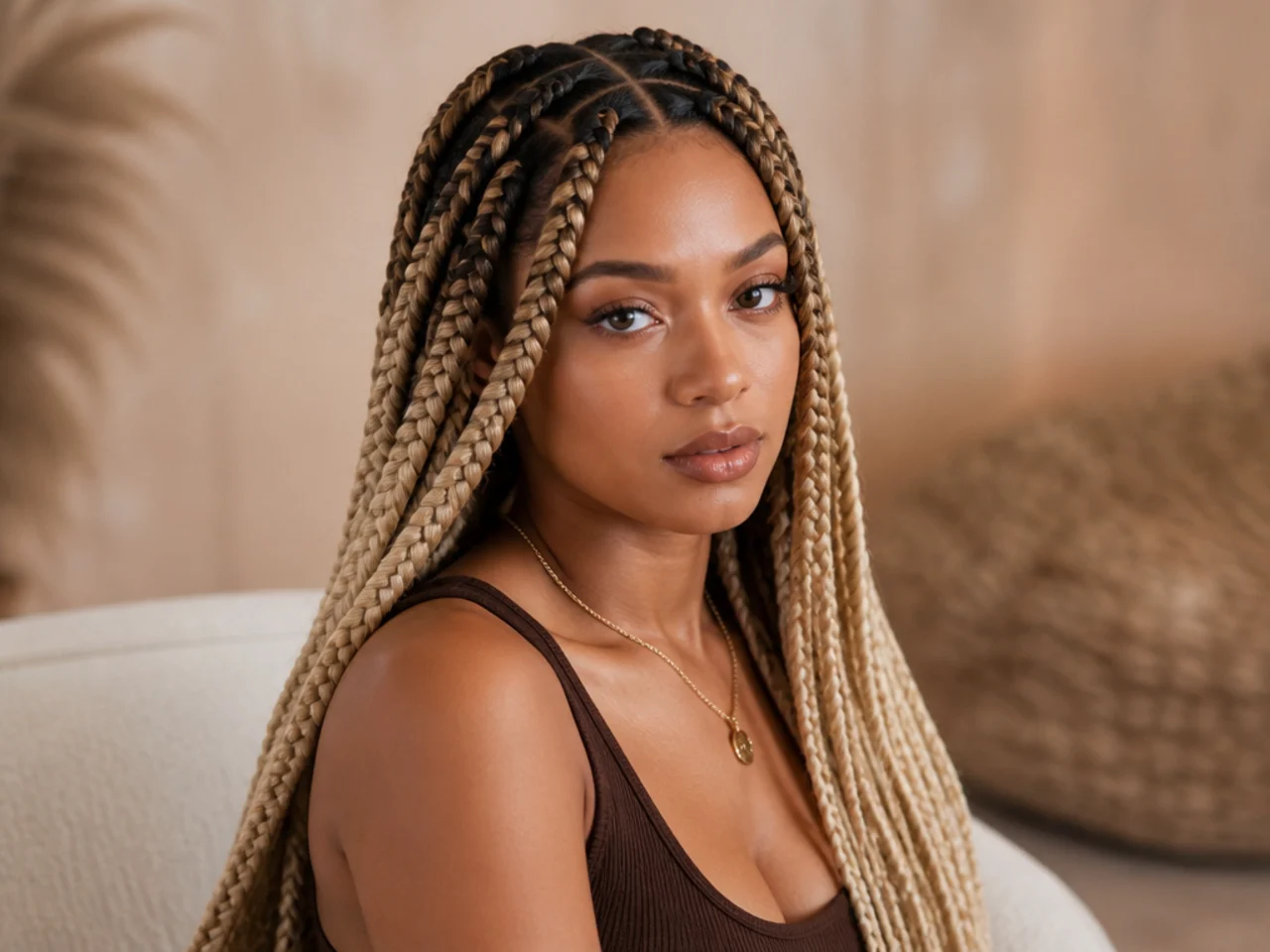 Blonde ombré large knotless braids